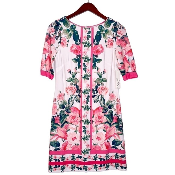ELIZA J NWT Rose Floral Print Shift Dress Size 4 in Pink Multi - Picture 1 of 11